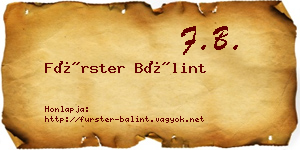 Fürster Bálint névjegykártya